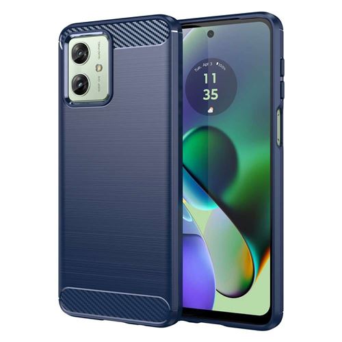 Coque pour Motorola Moto G54 5G - housse etui silicone gel carbone + verre trempe - BLEU FONCE - htdmobiles