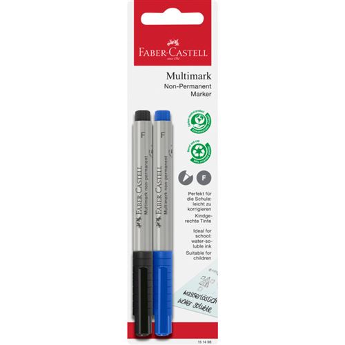 Feutres - Noir et Bleu - Indélébile - Tous supports - Faber-Castell