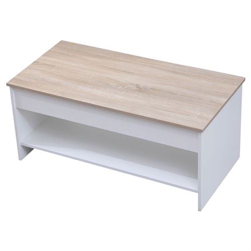 Non Communiqué Blanc Table Basse Avec Plateau Relevable He Et Bois Hedda