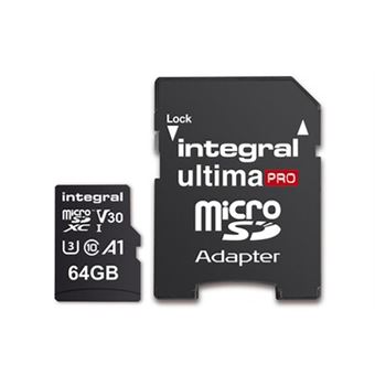 Integral Carte Mémoire 128Go Micro SDXC Premium Haute Vitesse jusqu'à  100MB/s Classe 10 V30 UHS-I U3 + Adaptateur SD