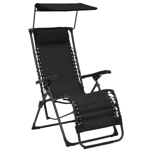 Vidaxl Noir Chaise Pliable De Terrasse - Textilène - Image 3