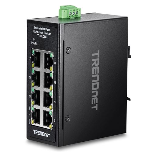 TRENDnet TI-ELC80 Mini switch industriel rail DIN, Fast Ethernet à 8 ports
