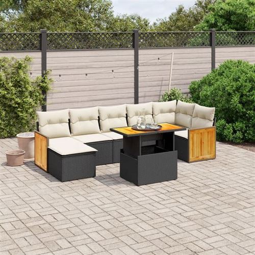 Non Communiqué Noir Vidaxl Salon De Jardin Avec Coussins 8 Pcs, Canapés De Terrasse, Ensemble De Meubles De Patio, Mobilier D'extérieur, 3274066