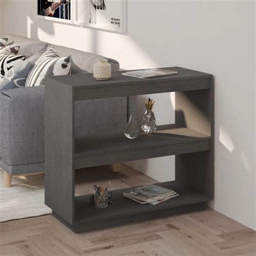 Non Communiqué Gris Vidaxl Bibliothèque 80X35x71 Cm Bois De Pin Massif810881