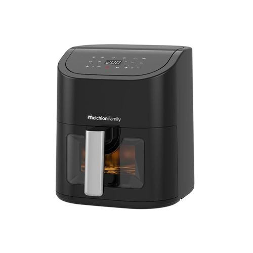 Non Communiqué Noir Friteuse À Air Melchioni Family 5,2 L Avec Fenêtre Transparente