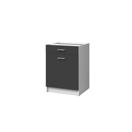EXTRA - Meuble bas de cuisine L 60cm 1 Tiroir - Gris Mat