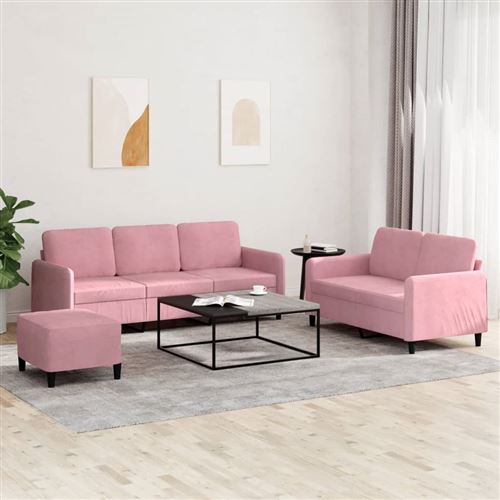 Non Communiqué Rose Vidaxl Ensemble De Canapés 3 Pcs Velours3202027