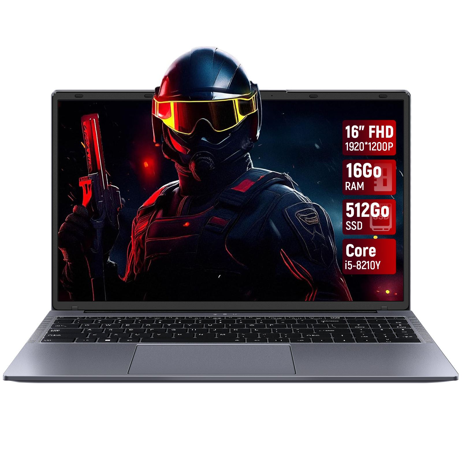 Ordinateur Portable 15,6" Core I5 8210Y, 24 Go RAM, 512 Go SSD - Écran IPS FHD 1920x1200 - Win 11 - WIFI5, Bluetooth 5.0