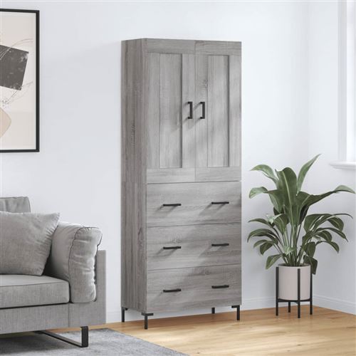 Non Communiqué Gris Vidaxl Hoge Kast 69,5X34x180 Cm Bewerkt Hout Grijs Sonoma Eikenkleurig3199751