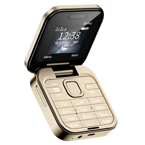 Téléphone Portable Pliable avec Double SIM Radio FM Batterie 1000mAh Avizar Dorée