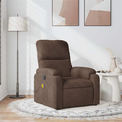 vidaXL Fauteuil inclinable de massage marron tissu microfibre