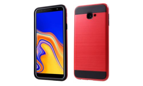 Coque hybride Galaxy J4+ renforcée coloris rouge