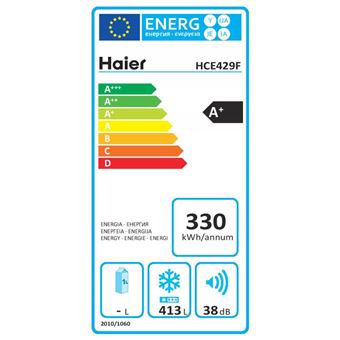 Haier HCE429F - Coffre - pose libre - largeur : 141 cm - profondeur : 74.5 cm - hauteur : 84.5 cm - 413 litres - classe F - blanc