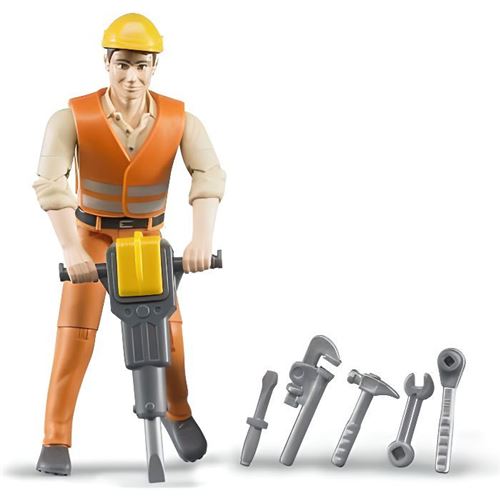 Bruder - 60020 - figurine - ouvrier avec accessoires de chantier