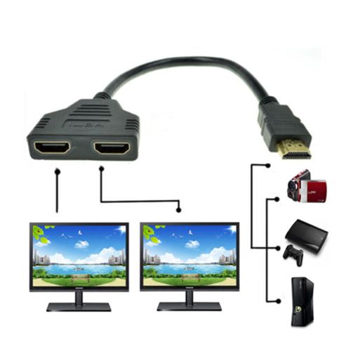 Répartiteur en Y HDMI 2 Double Port 1080P, câble adaptateur mâle à Double  femelle 1 en 2 sorties, convertisseur HDMI, cordon de connexion - AliExpress