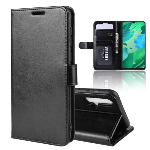 Etui en PU style de cheval fou flip avec support noir pour votre Huawei Nova 5/Nova 5 Pro