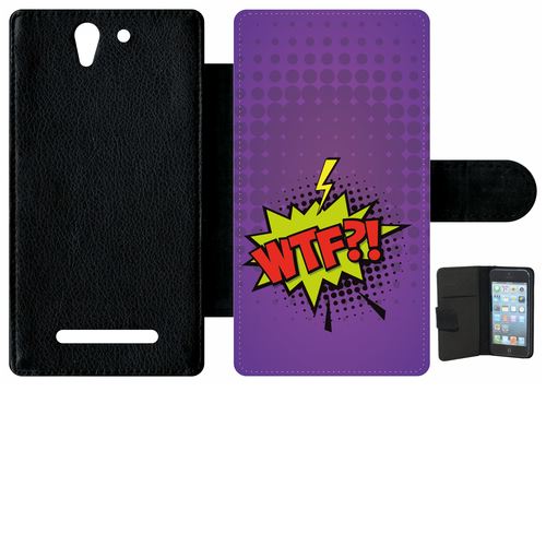 Étui Porte Feuille Sony Xperia C3 Et C3 Dual Wtf Fond Mauve