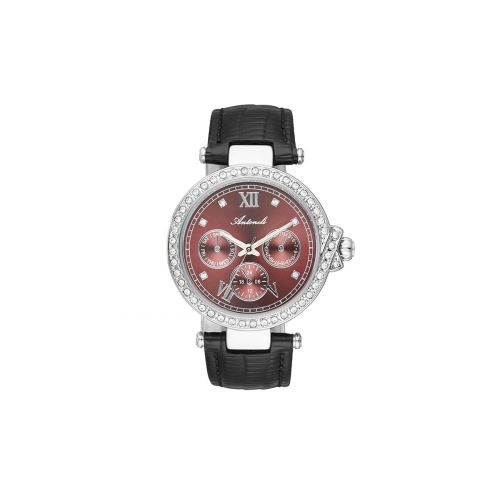 Montre Femme Antoneli à Quartz Cadran Marron 38 mm Et Bracelet Noir En Cuir ANT2129