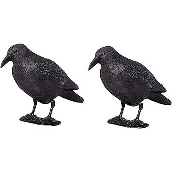 Lot De 2 Corbeaux Noirs En Plastique Anti Pigeons Avec Barreau