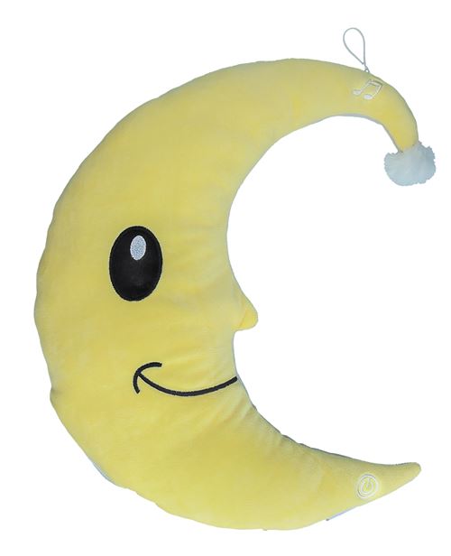 Peluche veilleuse lune jaune et grise atc