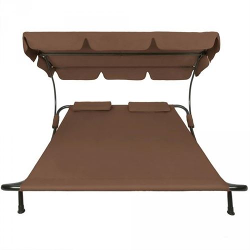 Bain De Soleil Chaise Longue Transat 2 Places Avec Pare Soleil 2 Places Marron Mobilier De Jardin Achat Prix Fnac