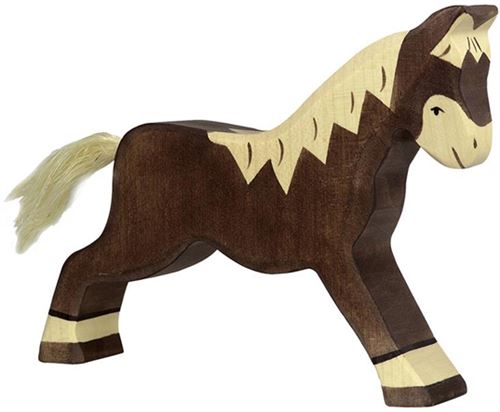 Holztiger Marron Figurine En Bois Cheval Foncé L