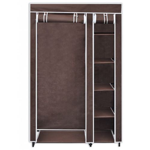 Lot De 2 Armoires Etageres Penderie Dressing Tissu Marron Entree