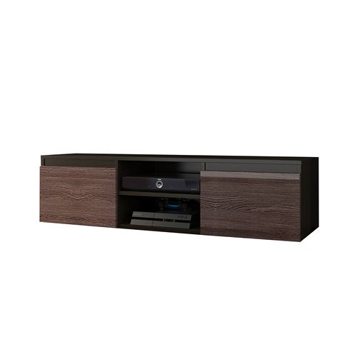GOREME 1W | Meuble bas TV contemporain salon/séjour 120x40x36 | 2 niches 2 portes | Rangement moderne matériel audio/video/gaming | Wenge Gloss