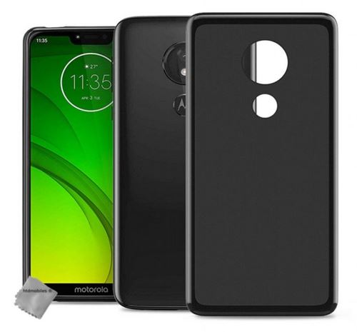 Housse etui coque pochette silicone gel fine pour Motorola Moto G7 Power avec film ecran - NOIR