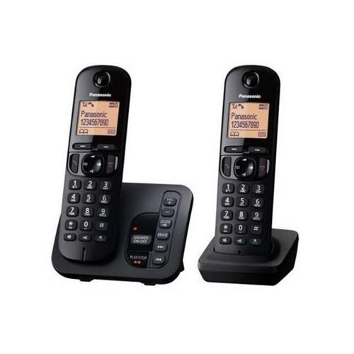 Panasonic KX-TGC222 - Téléphone sans fil - système de répondeur avec ID d appelant/appel en instance - DECT\GAP - (conférence) à trois capacité d appel - noir + combiné supplémentaire