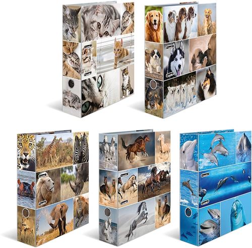 HERMA Motif classeur à levier A4 Animals assortiment, dos de 7 cm, en carton robuste, lot de 10