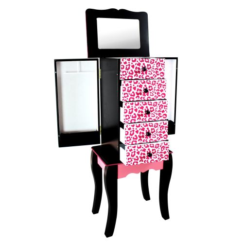 Teamson meuble à bijoux armoire à bijoux présentoir commode bijou bois rose noir