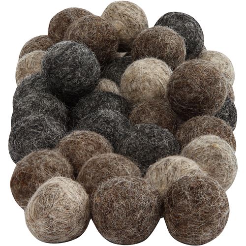 Creotime perles de laine 20 mm brunes 64 pièces