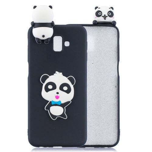 Coque en TPU impression de motifs de poupées mignonnes en 3D panda avec noeud papillon bleu pour votre Samsung Galaxy J6 Plus J610F/J6 Prime