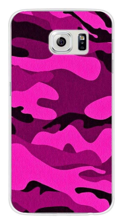 Coque en silicone imprimée compatible Samsung Galaxy S6 Camouflage rose