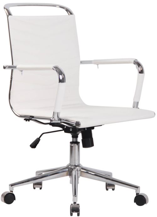 Fauteuil de bureau Burnley Similicuir ou véritable Cuir , Blanc /Véritable cuir