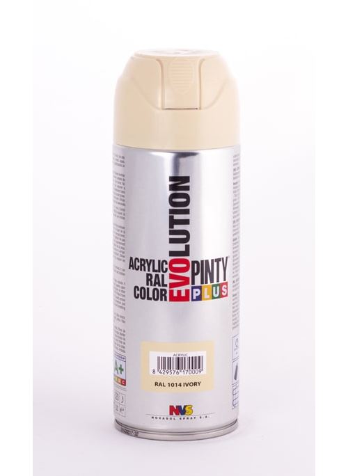 Peinture spray acrylic brillant 400ml crème ral 1014 - pinty plus