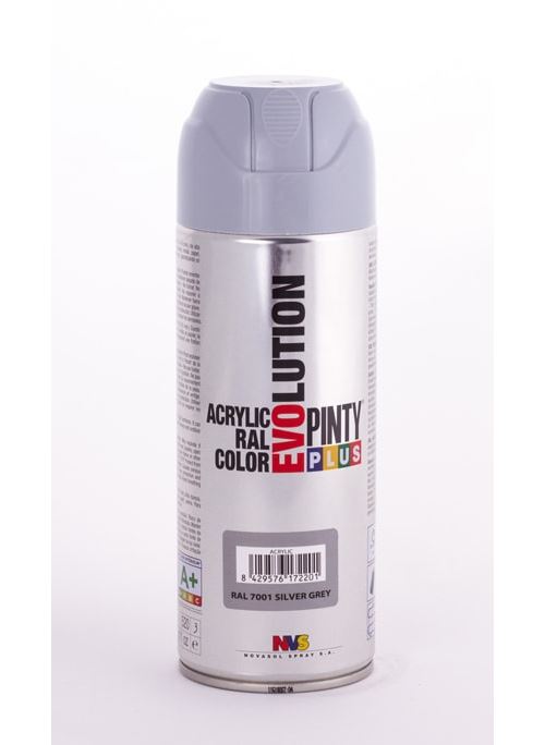 Peinture spray acrylic brillant 400ml gris argent ral 7001 - pinty plus