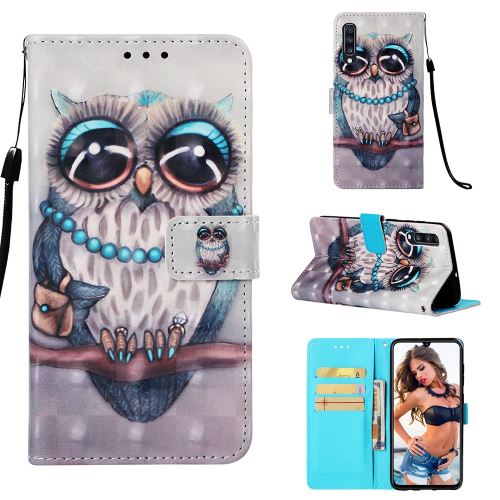 Etui en PU impression de motifs motif hibou pour votre Samsung Galaxy A70