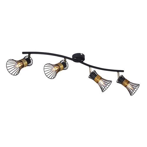 Spot plafonnier design Purra - 4 Ampoules - Noir et doré