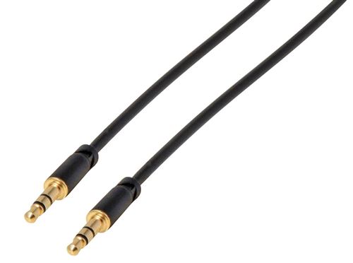 Helos slim Câble audio Jack 3,5 mm st./St. 1,5 m fiche 3,5 mm stéréo Mini mâle vers Jack 3,5 mm stéréo Mini Noir