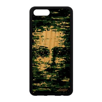 Coque En Bois Honor View 10 V10 Silicone Portrait Peinture Vert