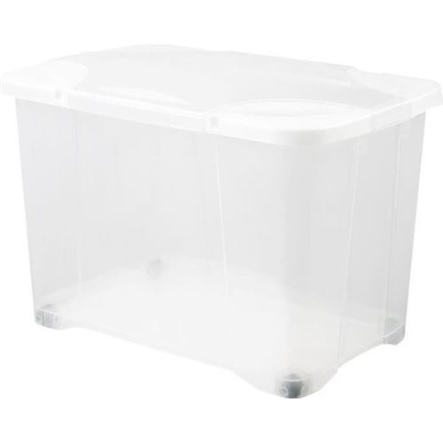eda plastique boîte de rangement clip'box 60 l avec roulette - naturel couvercle avec charniere - 60 x 40 x 40,7 cm