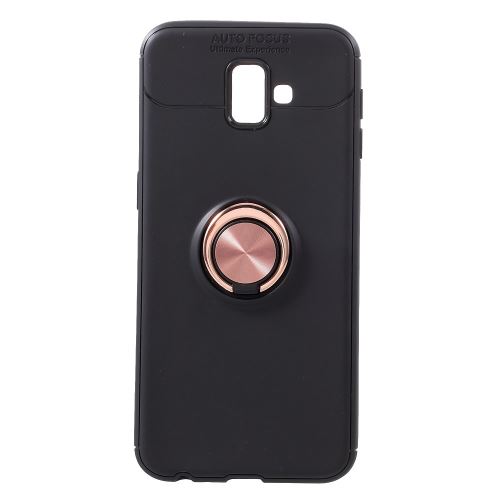 Coque en TPU béquille annulaire noir/rose or pour votre Samsung Galaxy J6 Plus