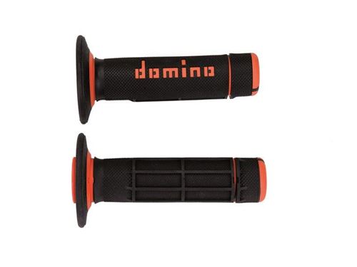 Revetement poignee domino off road a020 noir-orange (118mm) (paire) -domino origine-