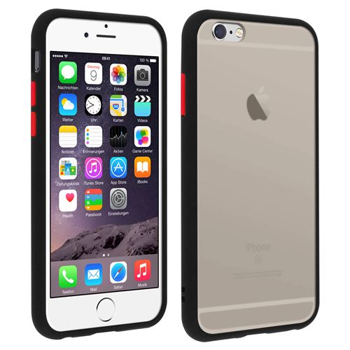 Coque pour iPhone 6 / 6S Dos Translucide Contour Coloré Mate Rigide Antichoc - Noir