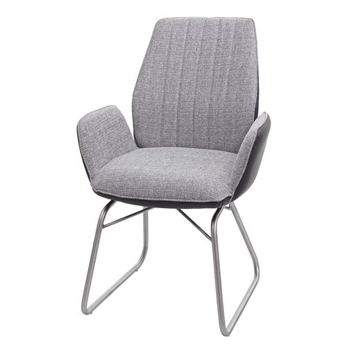 Chaise de salle à manger MENDLER HWC-G73 simlicuir tissu acier inox brossé gris