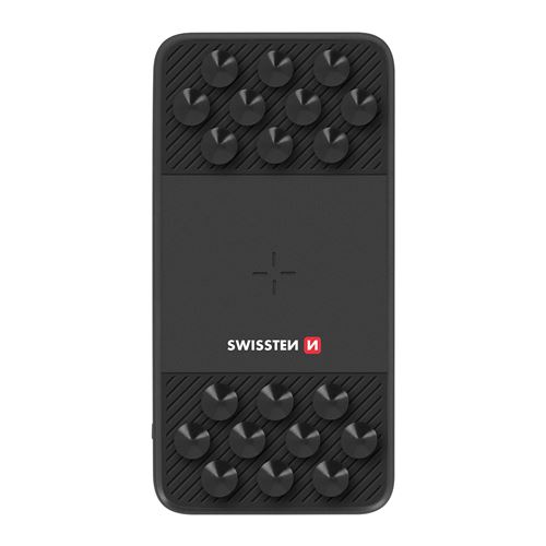 Powerbank 5000mAh Charge QI et USB Fixation Ventouse Slim Series Swissten Noir