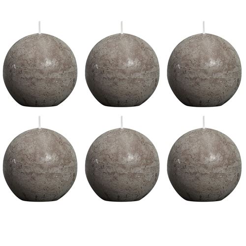 Bolsius Bougie boule rustique 80 mm Taupe 6 pcs