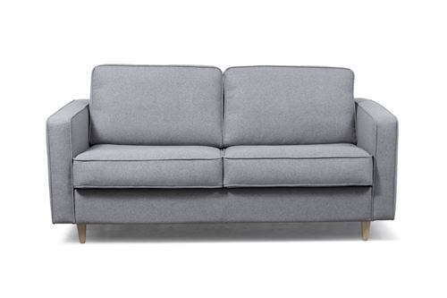 Canapé type Rapido 3 places BULLE en Tissu - Matelas 140x200x13 cm - Couleur - Gris clair